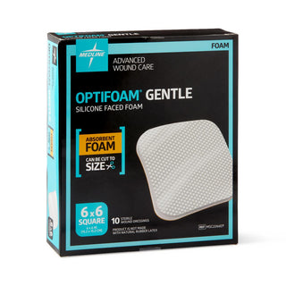 Medline Optifoam Gentle Silicone-Faced Foam Dressing, 6" x 6", in Educational Packaging, 10/BX (MSC2266EPZ)