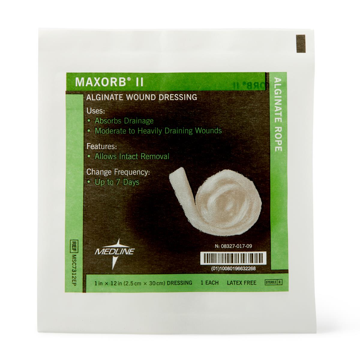 Medline Maxorb II Alginate Dressings, 1" x 12" Rope, in Educational Packaging, 1 EA (MSC7312EPH) Default Title product thumbnail