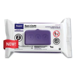 Sani Professional® Super Sani-Cloth Germicidal Disposable Wipes, Large, 8.2 x 9.8, Unscented, White, 80/Pack (PDIA22480)