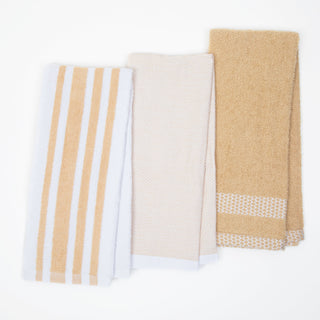 Sloppy Chef Yarn Dyed Kitchen Towel 16x26 Striped Tan (6/Pack) (PNP-SC-KTSET-TAN)