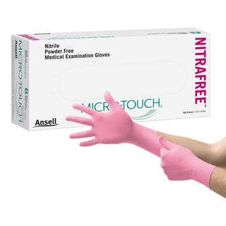 Micro-Touch® NitraFree™ Exam Glove Large NonSterile Nitrile Standard Cuff Length Textured Fingertips Pink Chemo Tested (697231_BX)
