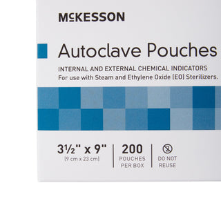 McKesson Sterilization Pouch Ethylene Oxide (EO) Gas / Steam 3-1/2 X 9 Inch Transparent Blue / White Self Seal Paper / Film (960943_BX)