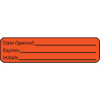 MedVision® Pre-Printed / Write On Label Auxiliary Label Orange Paper DATE OPENED____/EXPIRE___/Initials Black Quality Control Label 5/16 X 1-1/4 Inch (988229_RL)