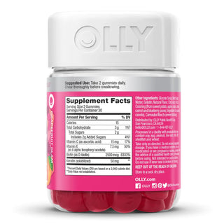 OLLY® Undeniable Beauty® Dietary Supplement Biotin / Vitamin C / Vitamin E / Keratin 2,500 mcg - 15 mg - 7.5 mg - 50 mg Strength Gummy 60 per Bottle Grapefruit Glam Flavor (1228378_BT)