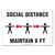 Accuform® Social Distance Signs, Wall, 14 x 10, "Social Distance Maintain 6 ft", 3 Humans/Arrows, White, 10/Pack (GN1MGNF546VPESP)