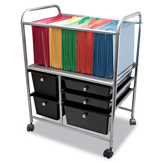 Advantus Letter/Legal File Cart w/Five Storage Drawers, 21.63w x 15.25d x 28.63h, Black (AVT34100)