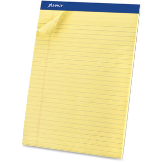 Ampad® Perforated Pad, Legal, Dozen, 8 1/2"x11 3/4", Canary Yellow (AMP20260)