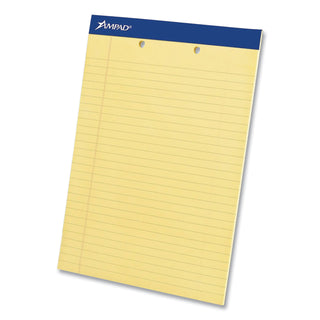 Ampad® Perforated Writing Pads,Wide/Legal Rule, Canary Sheets, 2-Hole Top Punched, 8.5 x 11.75, 50 Sheets, Dozen (AMP20224)