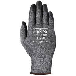 Ansell HyFlex® 11-801 Nitrile Foam Palm Coated Gloves, Size 8, Black/Dark Gray (012-11-801-8)