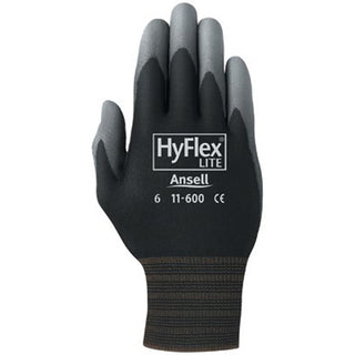 Ansell 11-600 Palm-Coated Gloves, Size 10, Black (012-11-600-10-BK)