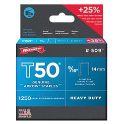 Arrow Fastener T50® Type Staple, #509™ 9/16 in L x 3/8 in W, 1,250/PK (091-509)