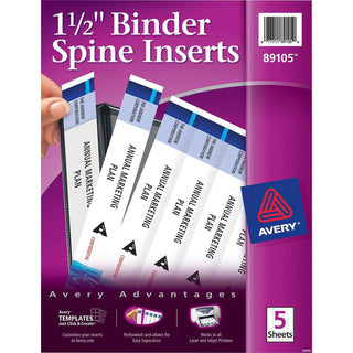 Avery® 1 1/2" Binder Spine Inserts, White (AVE89105)