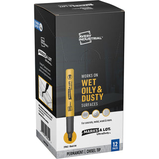 Avery® UltraDuty Permanent Markers - 0.5 mm Marker Point Size - Chisel Marker Point Style - Black - 12 / Carton (AVE29842)
