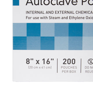 McKesson Sterilization Pouch Ethylene Oxide (EO) Gas / Steam 8 X 16 Inch Transparent Blue / White Self Seal Paper / Film (960946_CS)