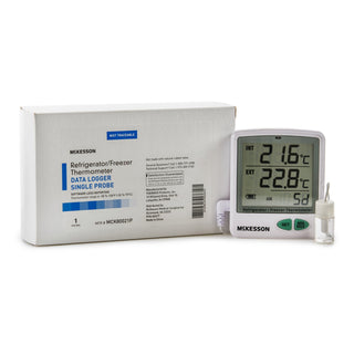 McKesson Datalogging Refrigerator / Freezer Thermometer with Alarm Fahrenheit / Celsius -50° to +158°F (-50° to +70°C) Flip-out Stand Battery Operated (1074443_EA)
