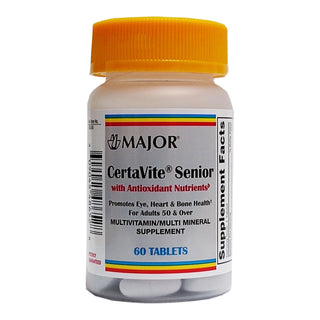 CertaVite® Senior Multivitamin Supplement Vitamin A / Ascorbic Acid / Calcium 2,500 IU - 220 mg - 60 mg Strength Tablet 60 per bottle (635479_BT)