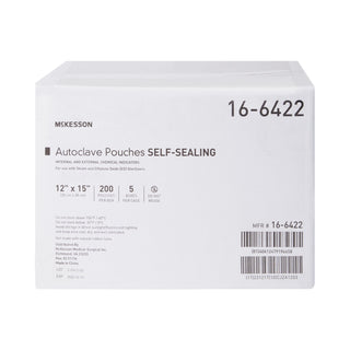McKesson Sterilization Pouch Ethylene Oxide (EO) Gas / Steam 12 X 15 Inch Transparent Blue / White Self Seal Paper / Film (960947_BX)