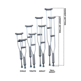 PremierPro™ Underarm Crutches Adult 5 Foot 1 Inch to 5 Foot 8 Inch User Height Aluminum Frame 300 lbs. Weight Capacity (1000431_PR)