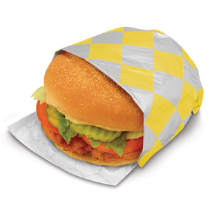 Bagcraft Foil/Paper Honeycomb Insulated Wrap, Yellow Check, 10.5 x 13" (BGC300828)