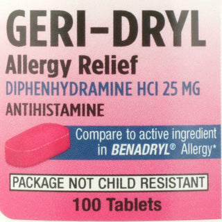 Geri-Dryl Allergy Relief 25 mg Strength Tablet 100 per Bottle (873289_BT)