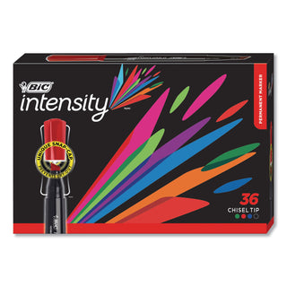 BIC® Intensity Chisel Tip Permanent Marker, Broad, Assorted Colors, 36/Pack (BICGPMM36AST)
