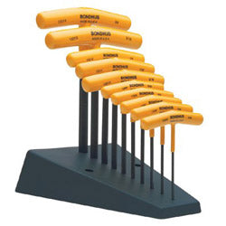 Bondhus T-Handle Hex Tool Sets, 10 per stand, Hex Tip, Inch (116-13390)