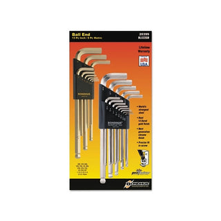 Bondhus GoldGuard/BriteGuard L-Wrench Hex Key Sets, 22 per set, Ball Tip, Inch/Metric (116-20399)