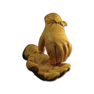 Caiman 1304 Top Cow Grain Leather Water-Repellent Drivers Gloves, Large, Unlined, Gold (607-1304-L)