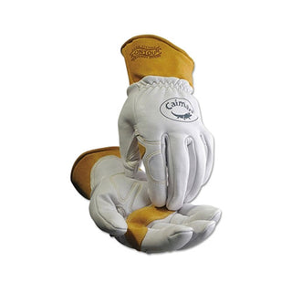 Caiman 1871 Multi-Task Gloves, Boarhide™/Goat/Ovis-Hide™ Leather, Medium, White/Tan (607-1871-M)