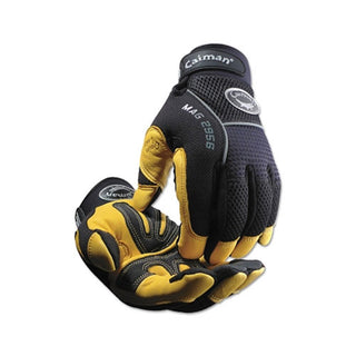 Caiman Gold Grain Leather Palm Gloves, X-Large, Gold/Black (607-2956-XL)