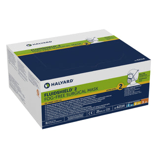FluidShield Surgical Mask with Eye Shield Anti-fog Foam ASTM F2100-11 Level 2 Tie Closure One Size Fits Most (199537_BX)