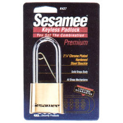 CCL Sesamee Keyless Padlocks, 5/16 in Diam., 2 1/4 in L X 1 in W, Brass, Corbin (197-K437)