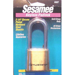 CCL Sesamee Keyless Padlocks, 5/16 in Diam., 2 1/4 in L X 1 in W, Brass (197-K0437)