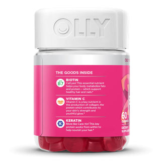 OLLY® Undeniable Beauty® Dietary Supplement Biotin / Vitamin C / Vitamin E / Keratin 2,500 mcg - 15 mg - 7.5 mg - 50 mg Strength Gummy 60 per Bottle Grapefruit Glam Flavor (1228378_BT)