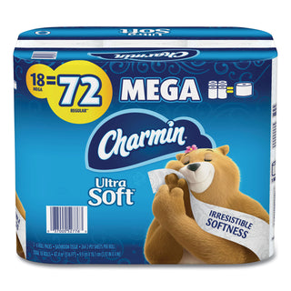 Charmin® Ultra Soft Bathroom Tissue, Mega Roll, Septic Safe, 2-Ply, White, 224 Sheets/Roll, 18 Rolls/Carton (PGC08797)