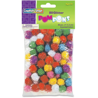 Chenille Kraft Company 1/2&quot; Multicolored Poms, 80 Per Bag (CKC8116)