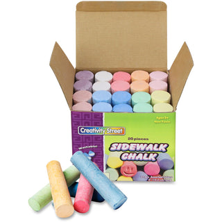 Chenille Kraft Company Sidewalk Chalk, Washable/Nontoxic, 20/BX, 4&quot;x1&quot;, Assorted (CKC1700)