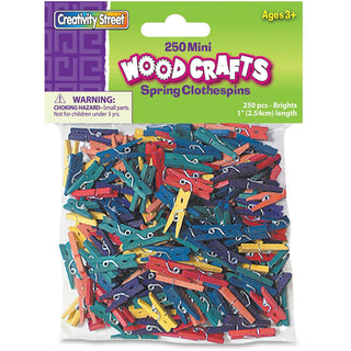Chenille Kraft Company Spring Clothespins, 1", 250pcs, Ast (CKC367202)