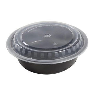 Chesapeake 16Oz 6" Round Black Container w/Lid 150/Case (CHB718)