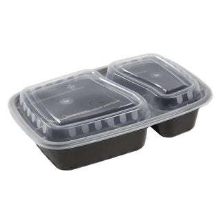 Chesapeake 33.8Oz Two Compartment Rectangular Black Container w/Lid 150/Case (CHB8288)