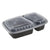 Chesapeake 33.8Oz Two Compartment Rectangular Black Container w/Lid 150/Case (CHB8288)