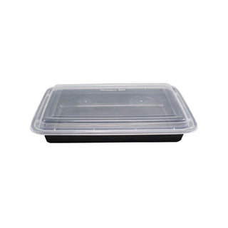 Chesapeake 58Oz Rectangular Black Container w/Lid 150/Case (CHB989)