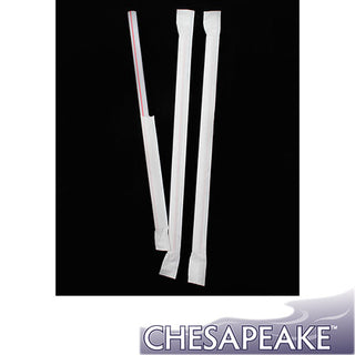 Chesapeake 7.75" Red And White Stripe Giant Straw With Paper Wrap, Case of 1200 (GSW)