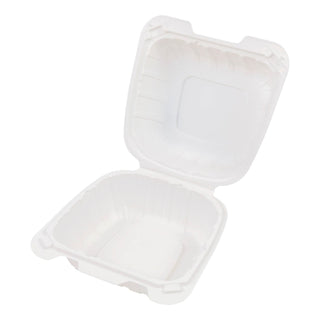 Chesapeake CHPP66W 6 x 6 x 3 White Mineral-Filled Hinged Lid Takeout Container, 300/cs (CHPP66W)