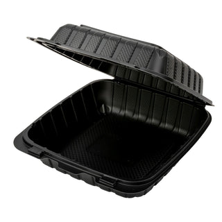 Chesapeake CHPP881B 8 x 8 x 3 Black Mineral-Filled 1 Compartment Hinged Lid Takeout Container, 200/cs (CHPP881B)