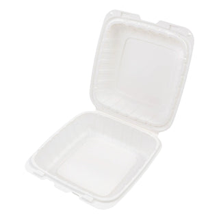 Chesapeake CHPP881W 8 x 8 x 3 White Mineral-Filled 1 Compartment Hinged Lid Takeout Container, 200/cs (CHPP881W)
