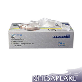 Chesapeake Small Vinyl Powder Free Gloves, 10 Boxes of 100 (VFS)