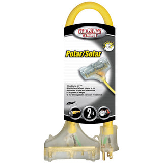 Coleman Cable Tri-Source Polar/Solar Plus Multiple Outlet Cord, 2 ft, 3 Outlets (172-03482)