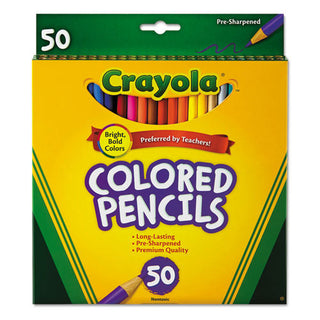 Crayola® Long Barrel Colored Woodcase Pencils, 3.3 mm, 50 Assorted Colors/Set (CYO684050)
