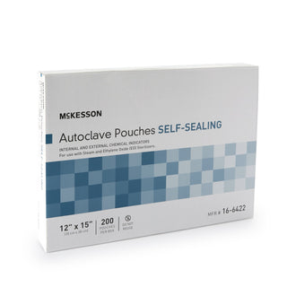 McKesson Sterilization Pouch Ethylene Oxide (EO) Gas / Steam 12 X 15 Inch Transparent Blue / White Self Seal Paper / Film (960947_BX)